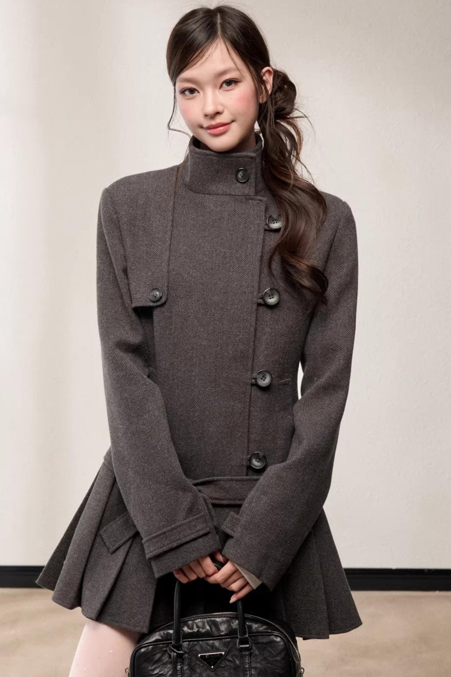 Stand-Up Collar Woolen Coat