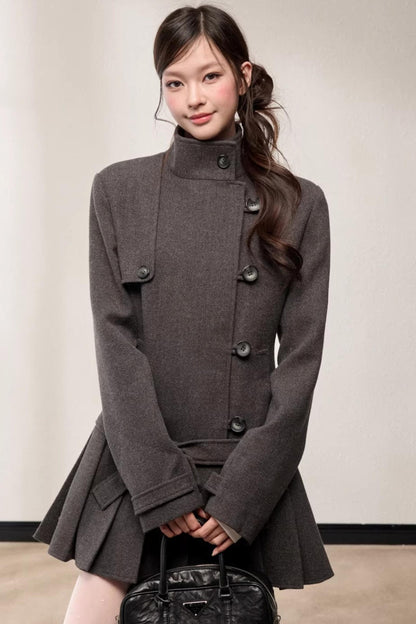 Stand-Up Collar Woolen Coat