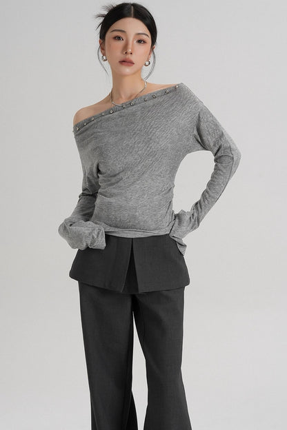 Niche Rivet Long-Sleeved T-Shirt