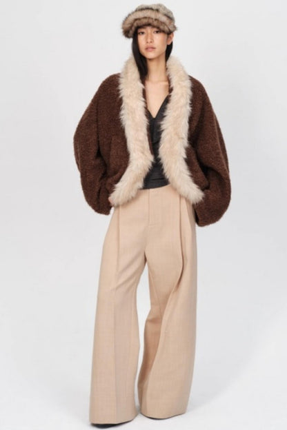 Pleated Low Rise Wide-Leg Pants