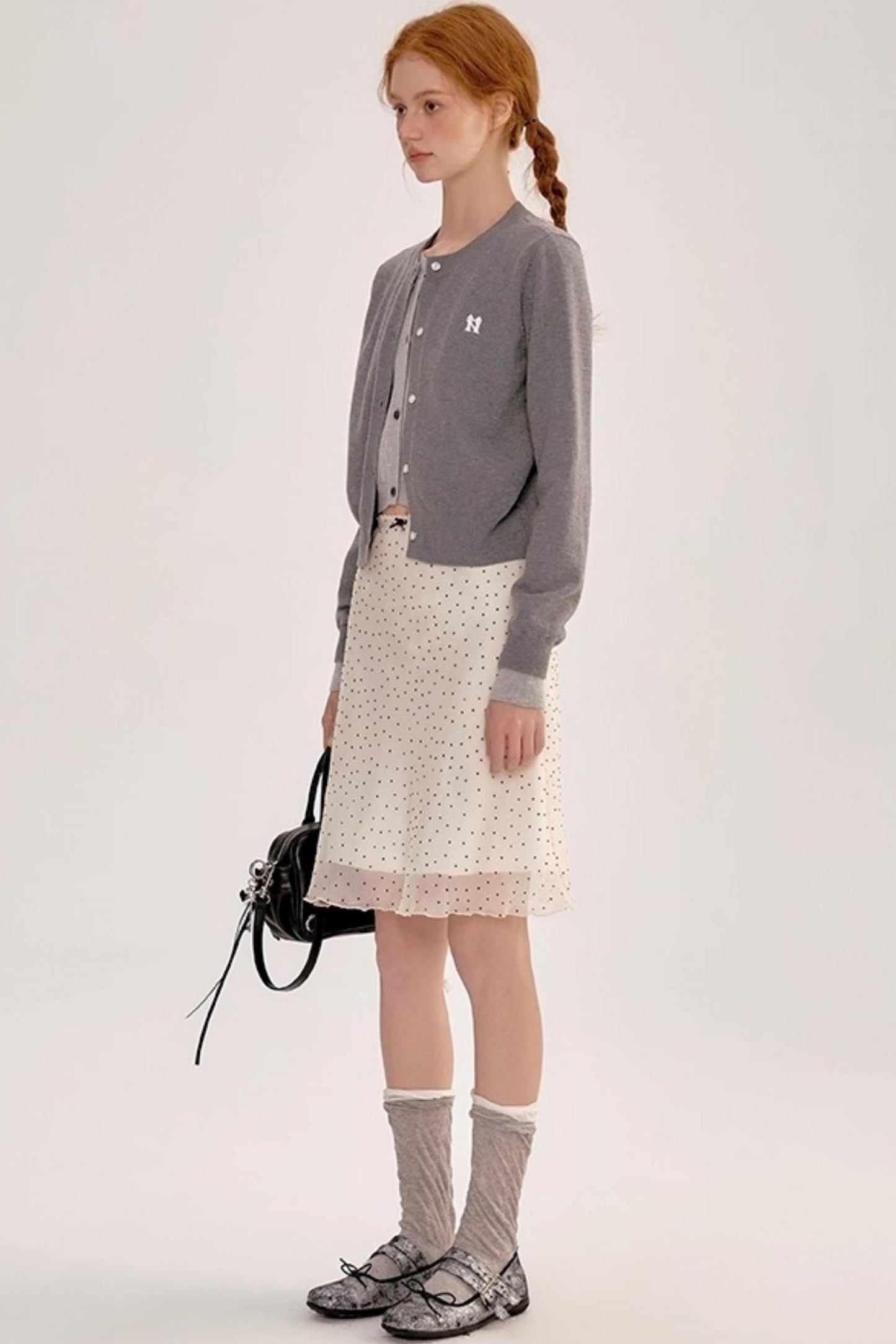 French Polka Dot A-Line Chiffon Skirt