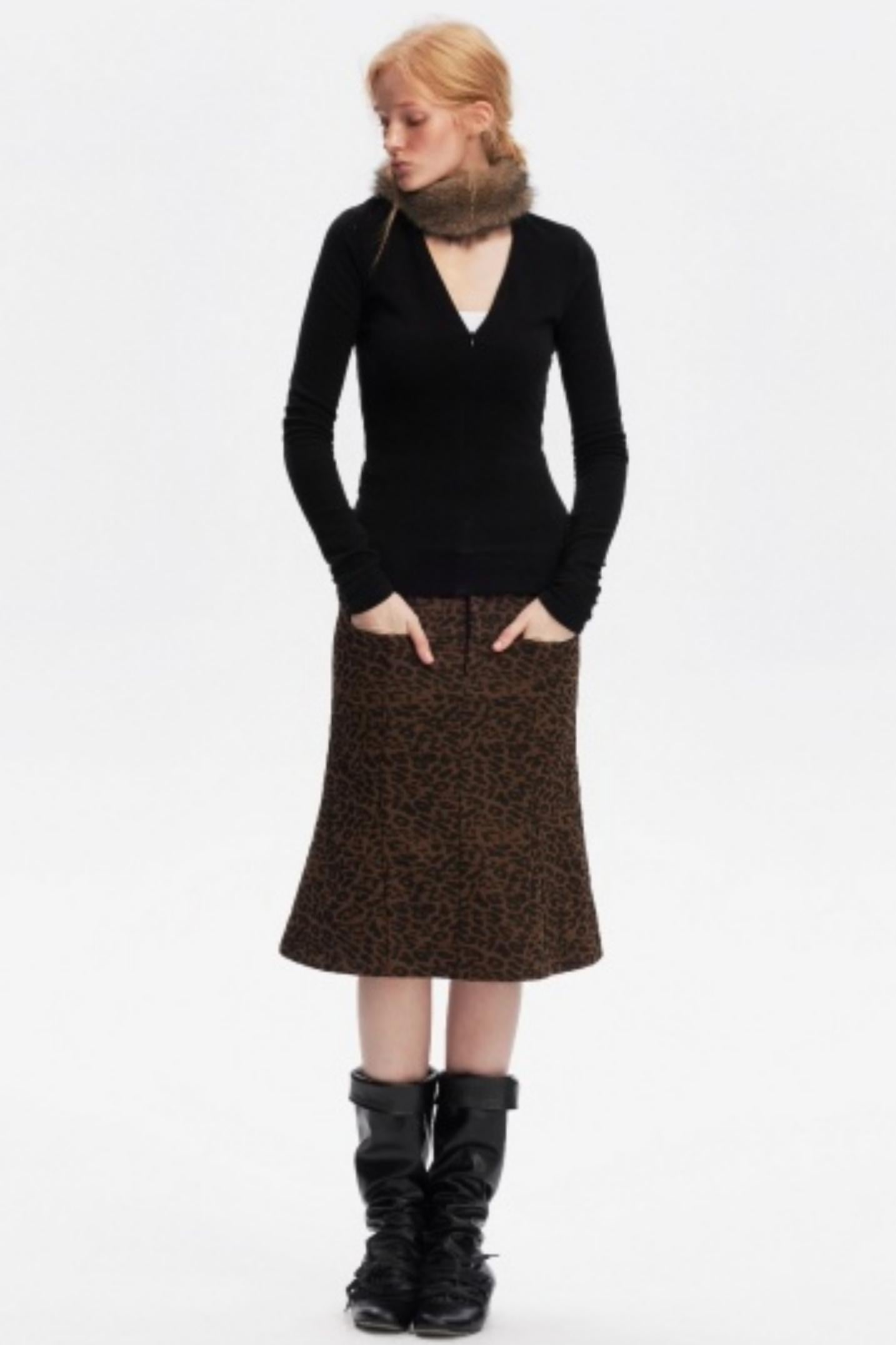 Korean Leopard Fishtail Skirt