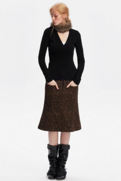 Korean Leopard Fishtail Skirt