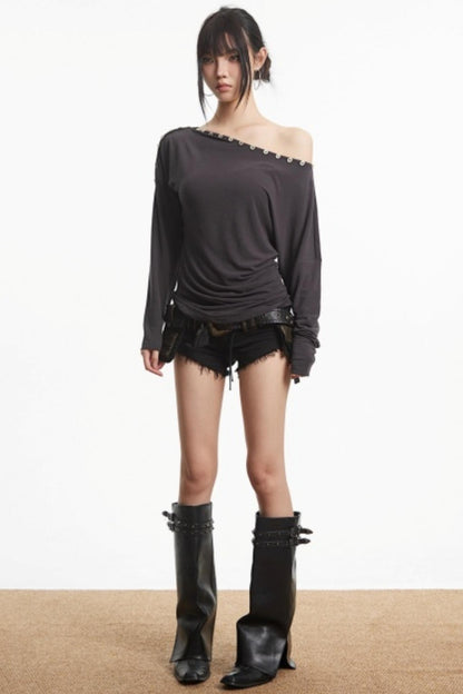 Retro Slim Off-Shoulder Top