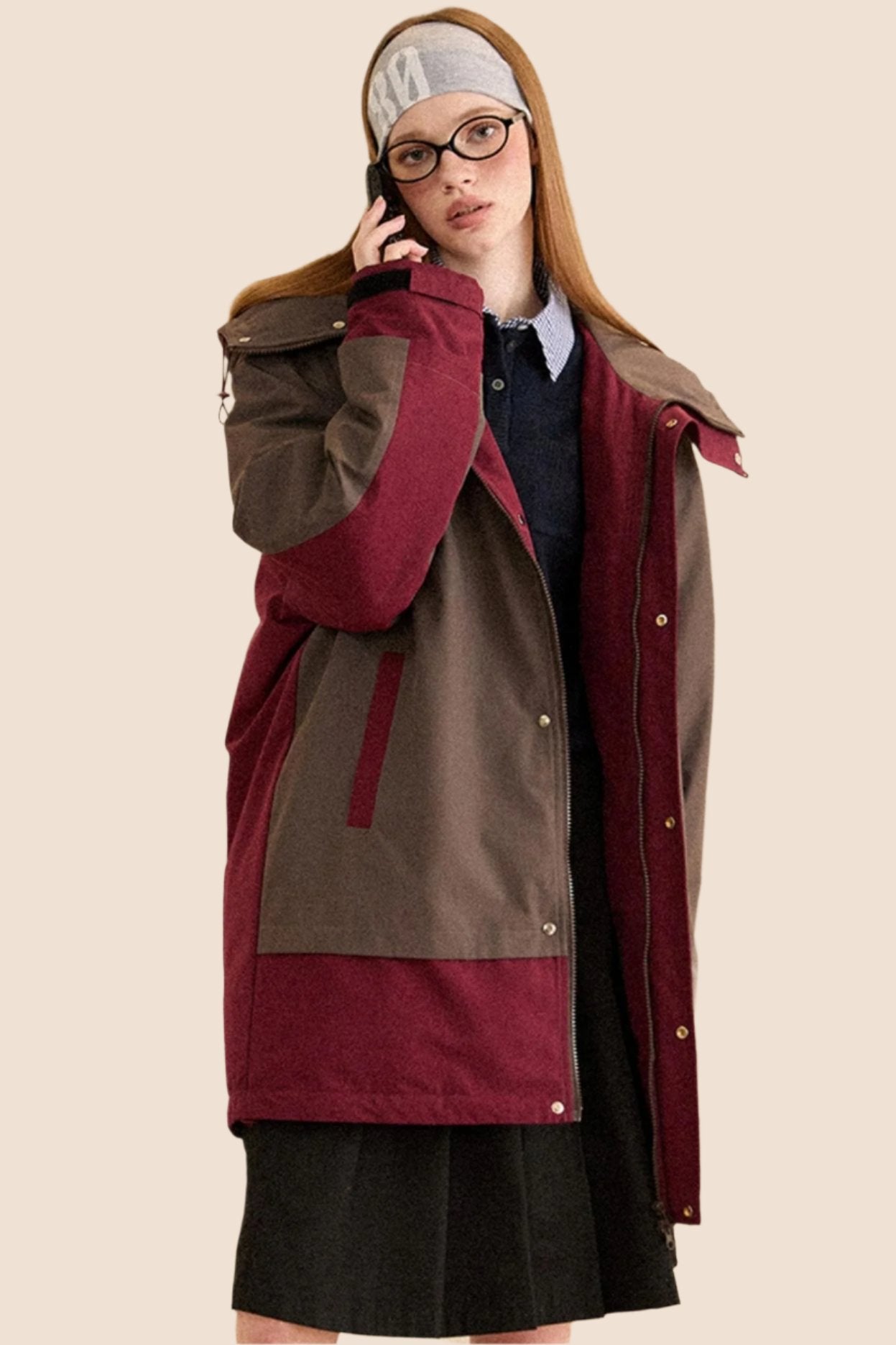 Retro Lapel Mid-Length Down Jacket