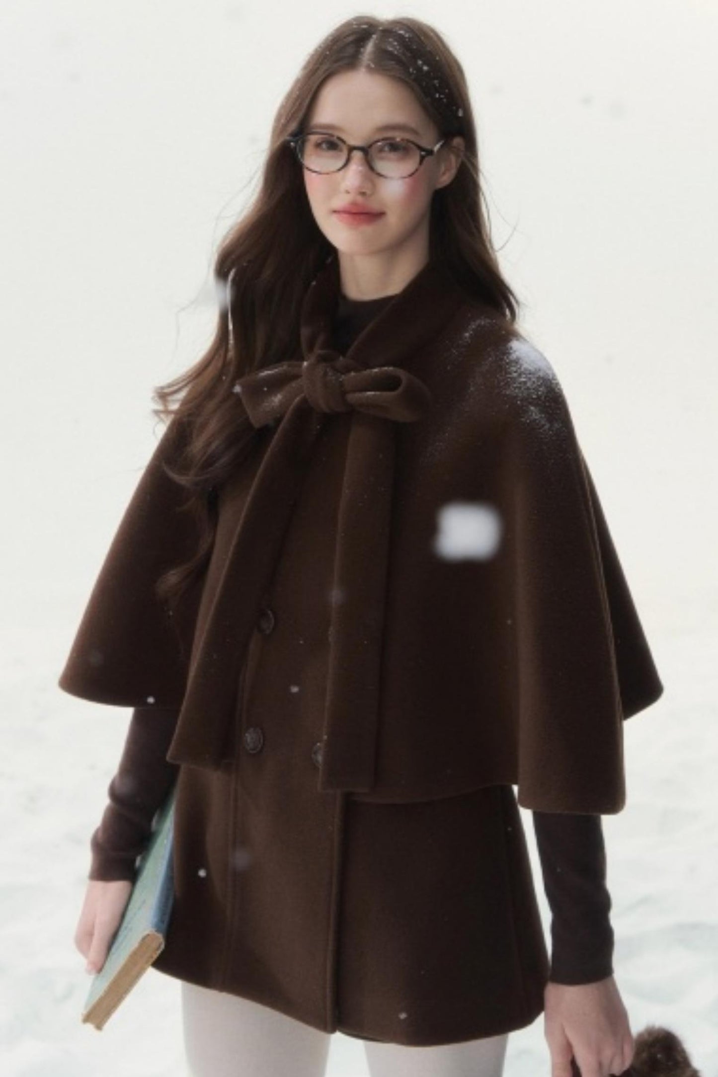 Cocoa Double-Breasted Cape Coat
