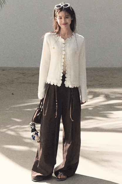 Lange Hose aus plissiertem Mikro-Samt