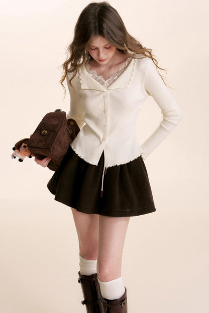 Romantic Lace Ruffled Knit Top