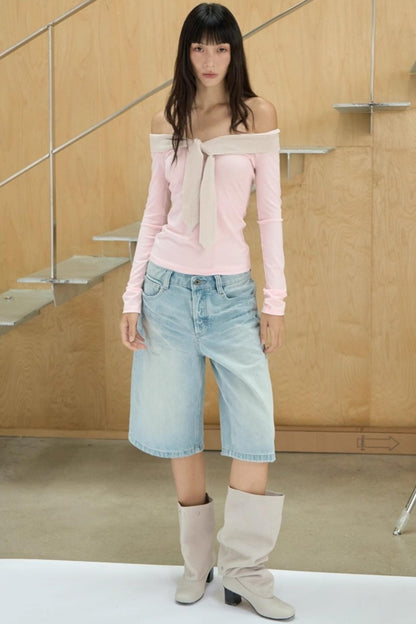 One-shoulder Striped Top