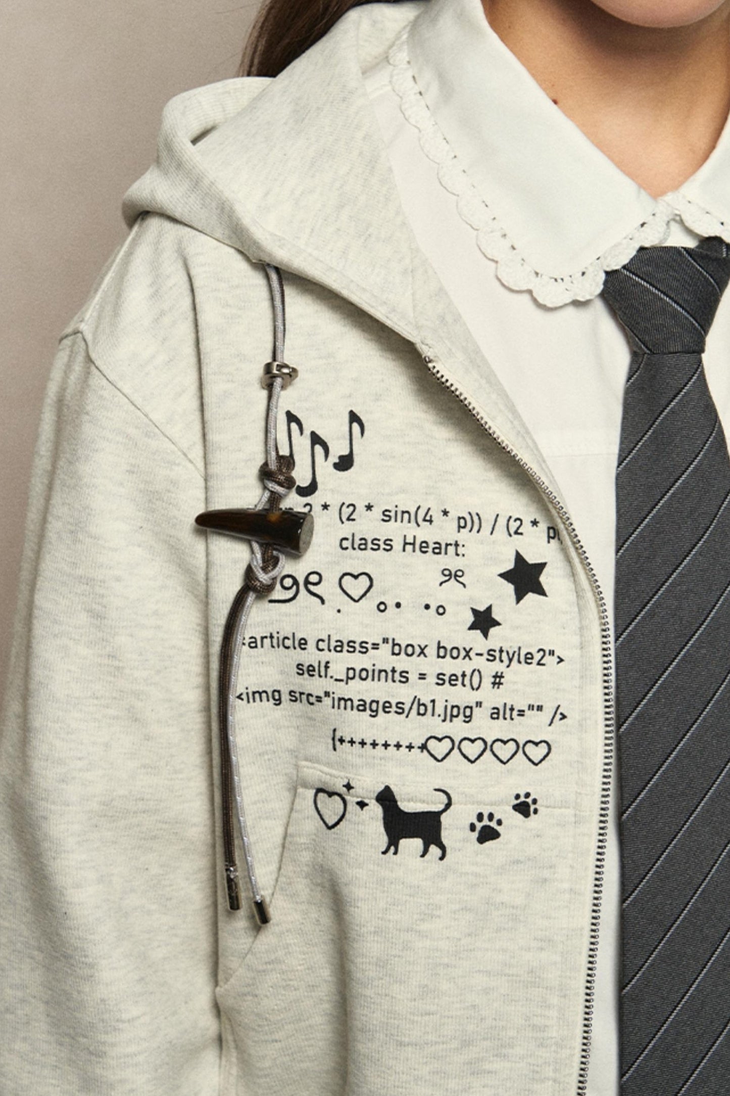 Retro Hooded Alphabet Print Jacket