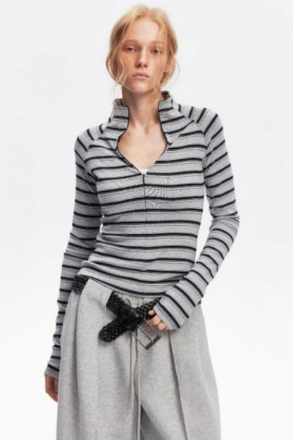 Vintage Striped Slim Knit Top