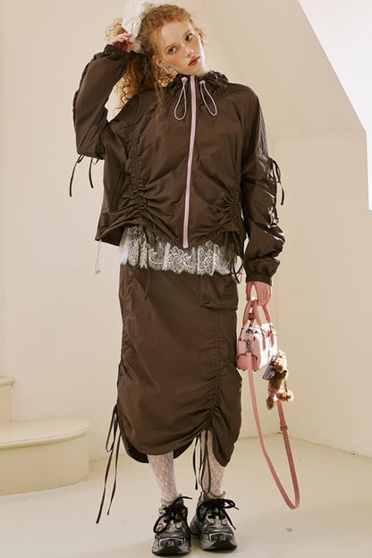 Versatile Color-Block Jacket Skirt Set-Up