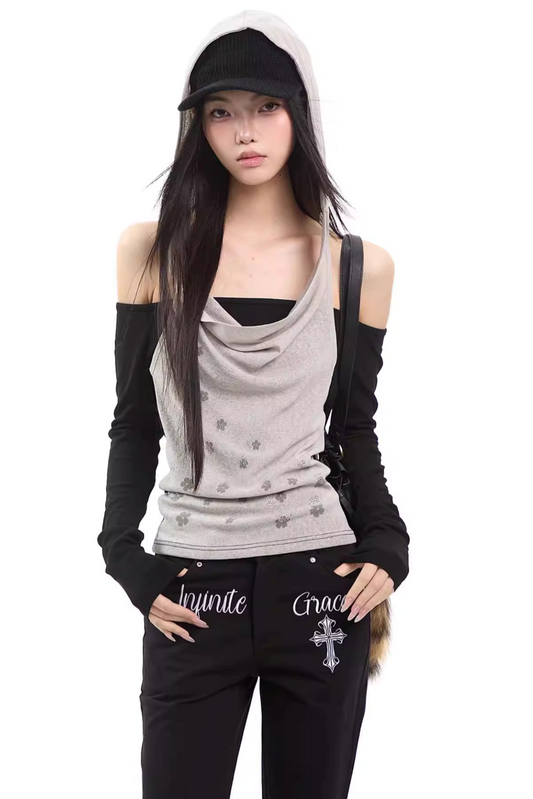 Schulterfreies Kapuzenoberteil