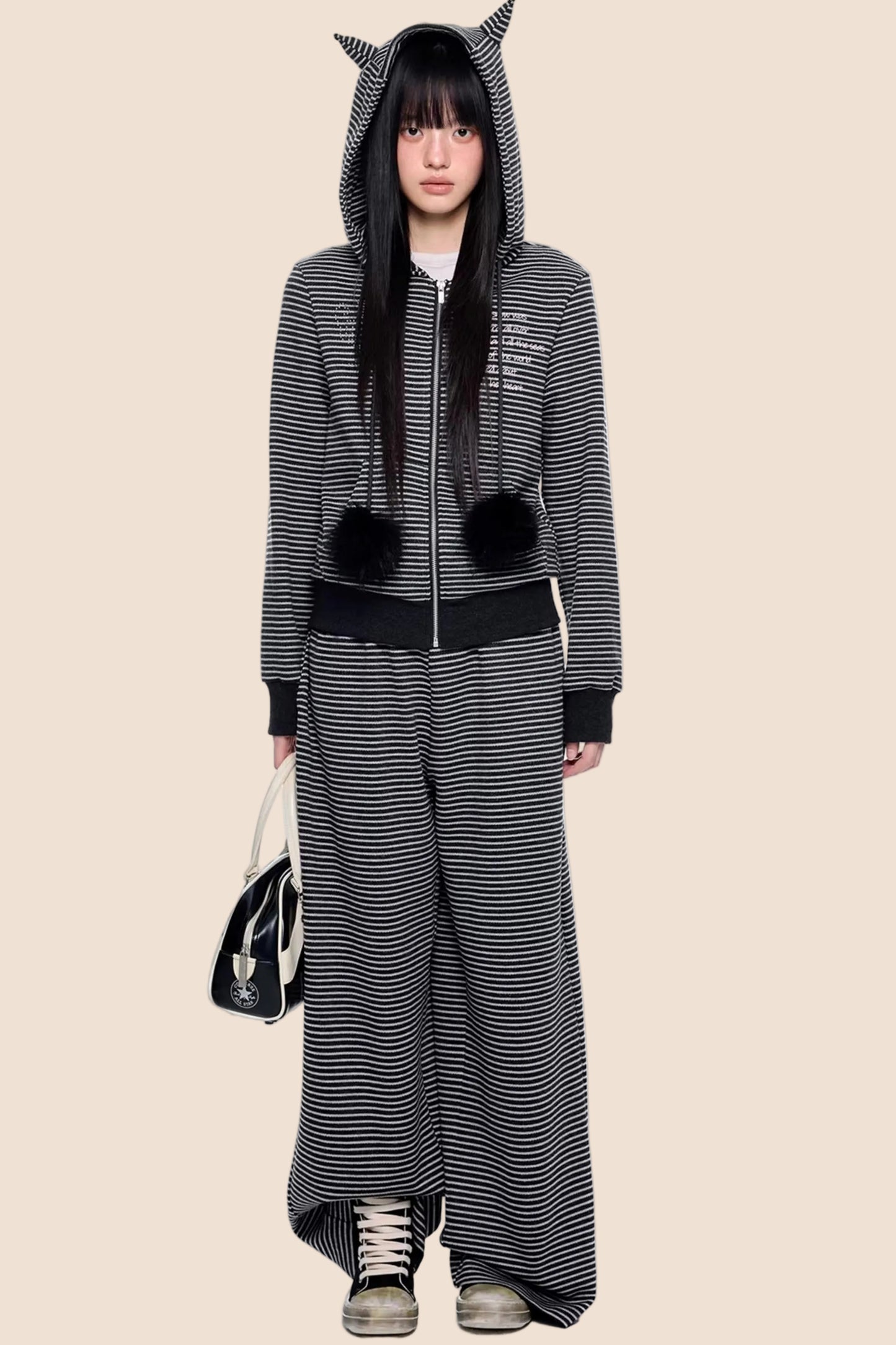 Devil Striped Hooded Jacket Set-Up