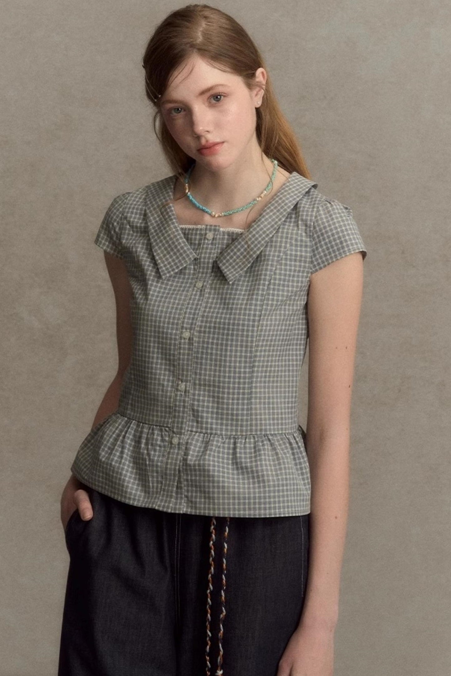 Summer Plaid Sleeve Top