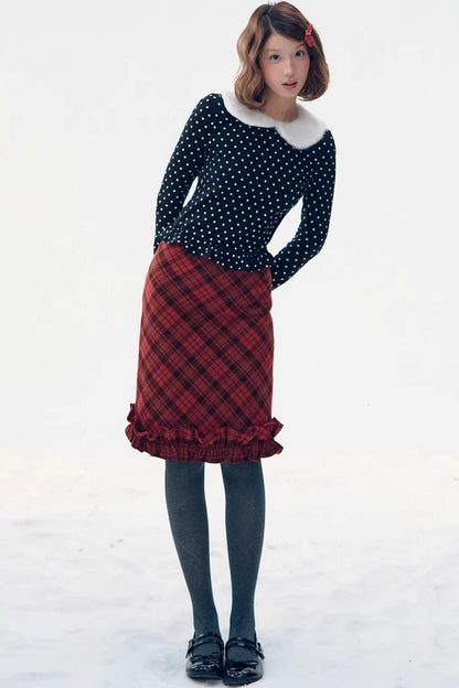 Retro Plaid Lace Skirt