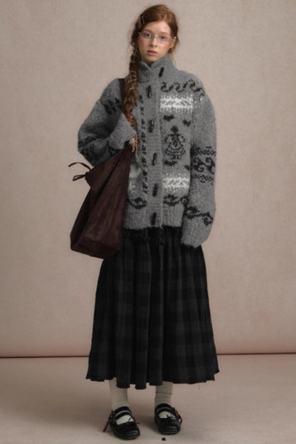 Retro Collegiate Knitted Cardigan