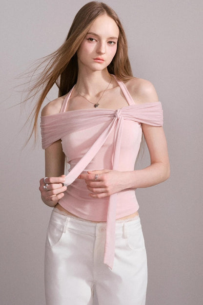 One-Shoulder Mesh Top