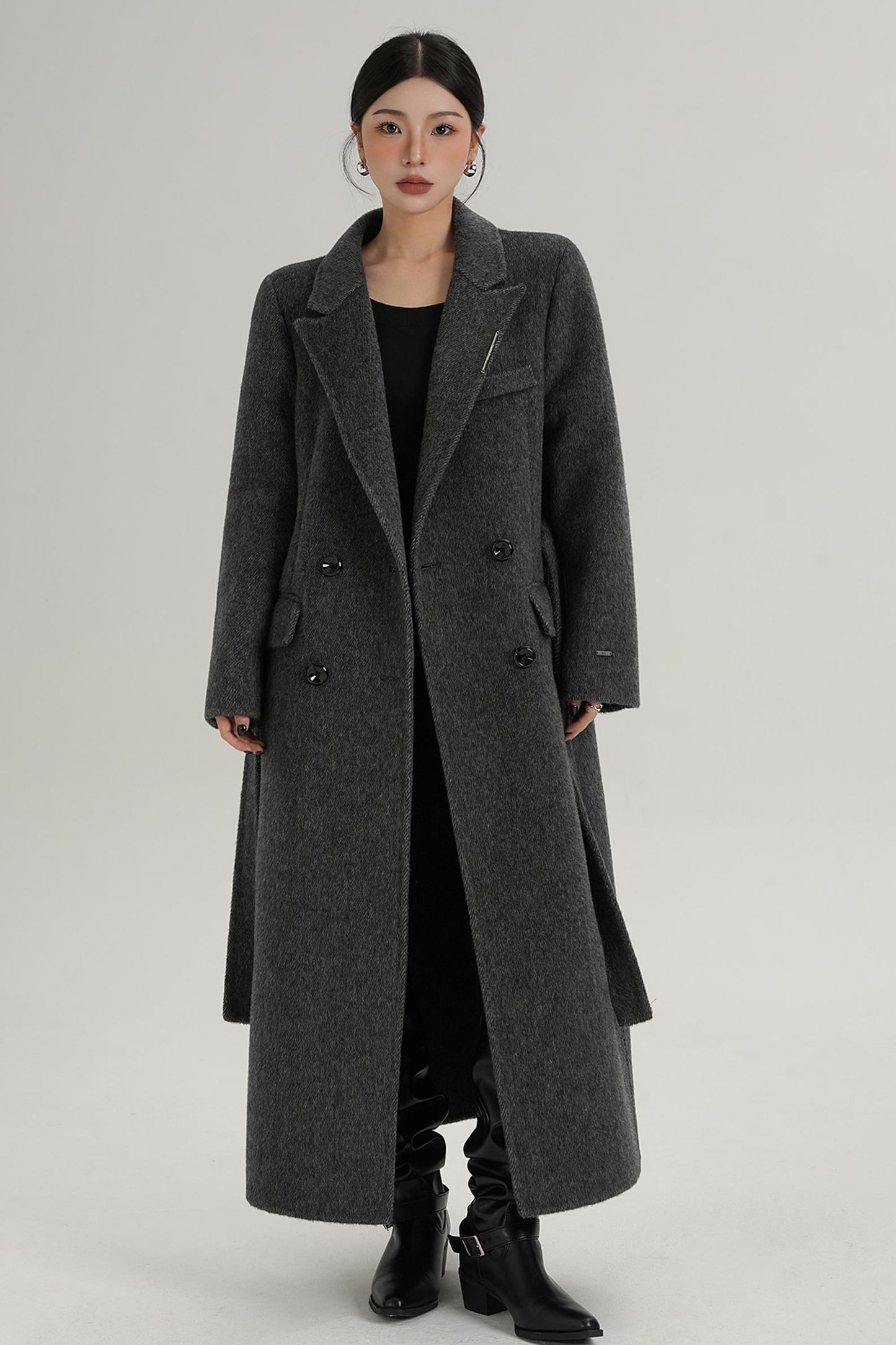 Wool Elegance Long Trench Coat