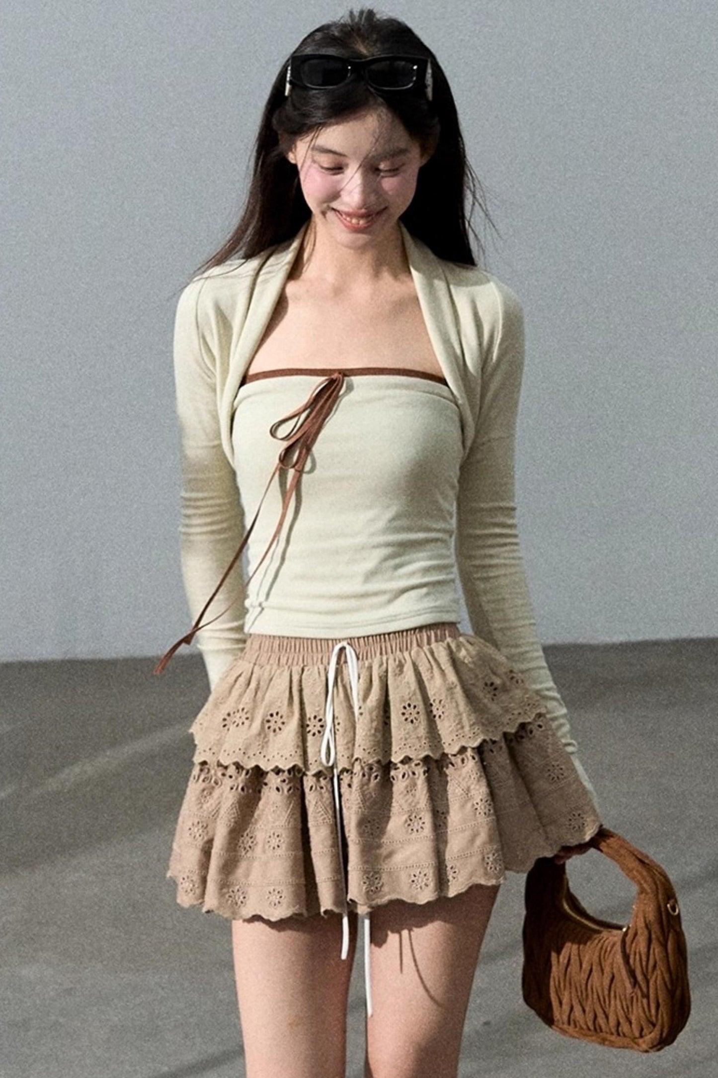 Fall Bandeau With Cardigan Set