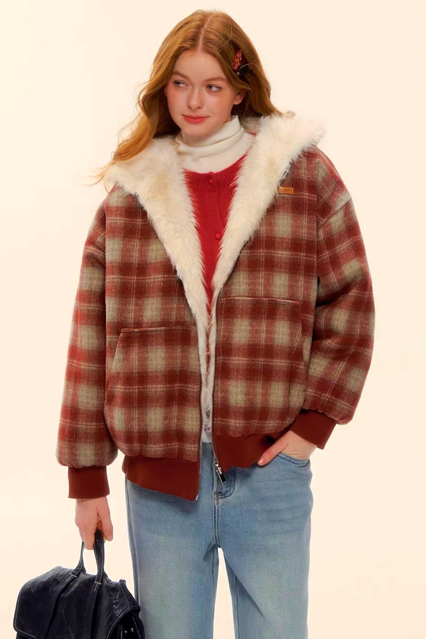 First Snow Plaid Reversible Coat