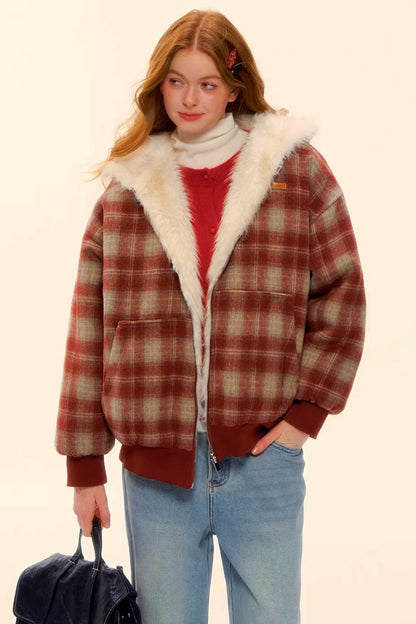 First Snow Plaid Reversible Coat