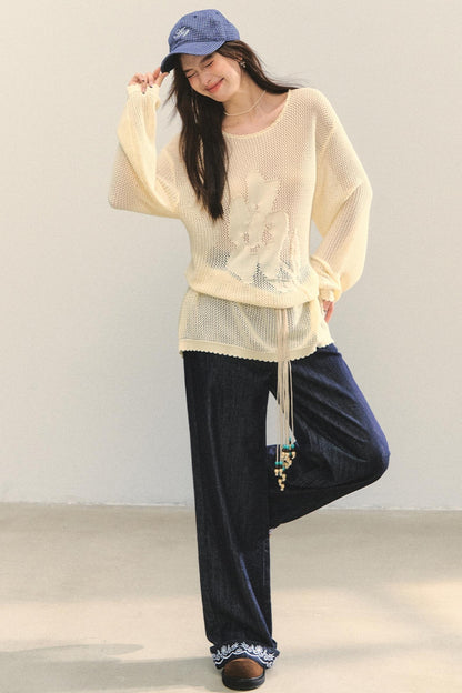 Floral Cutout Long Sleeve Top