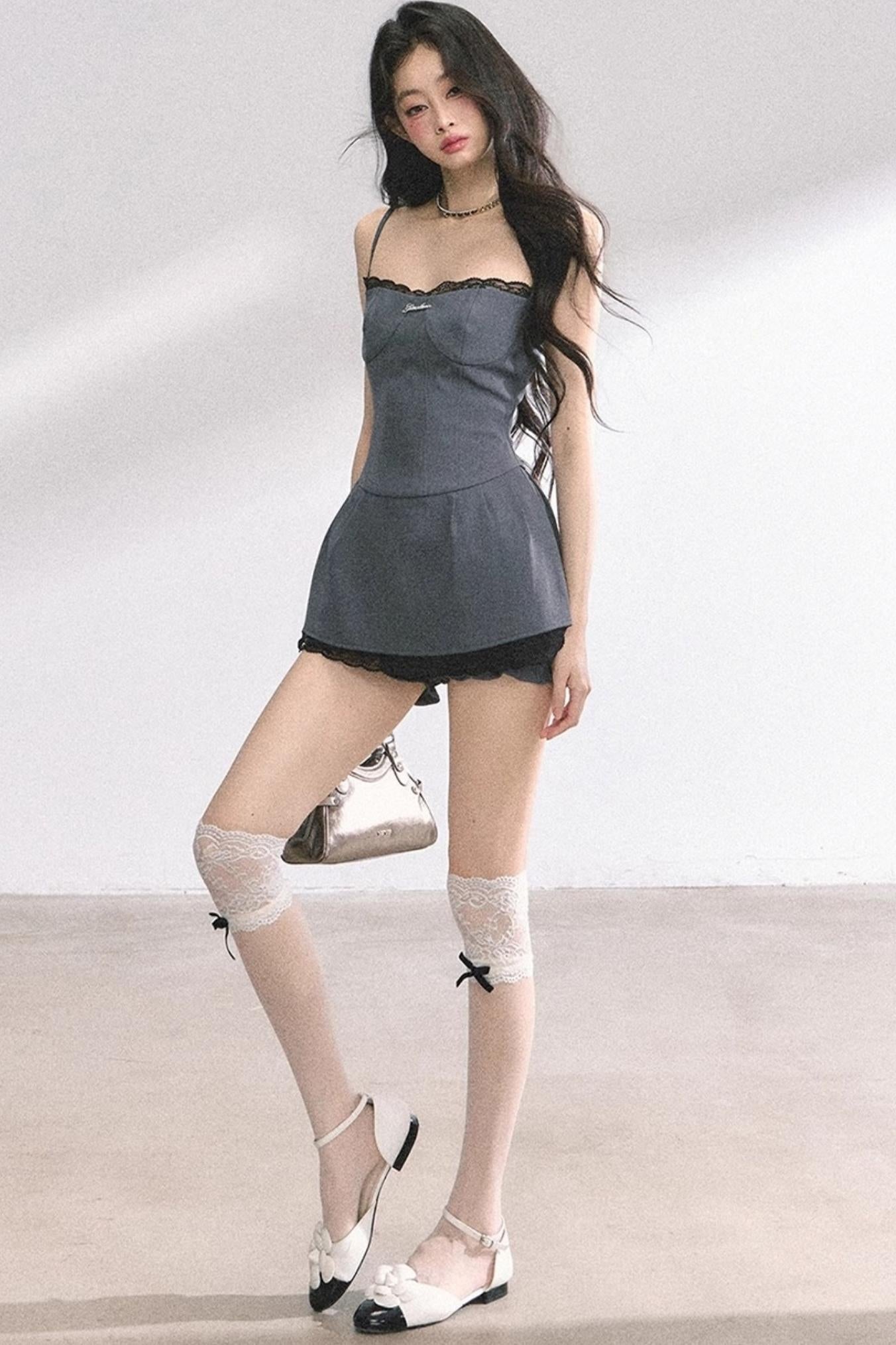 Summer Lace Halter Dress Set