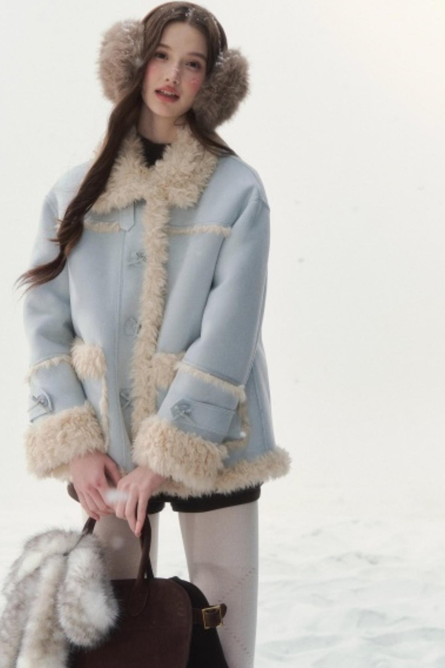 Pink and Blue Reversible Fur Coat