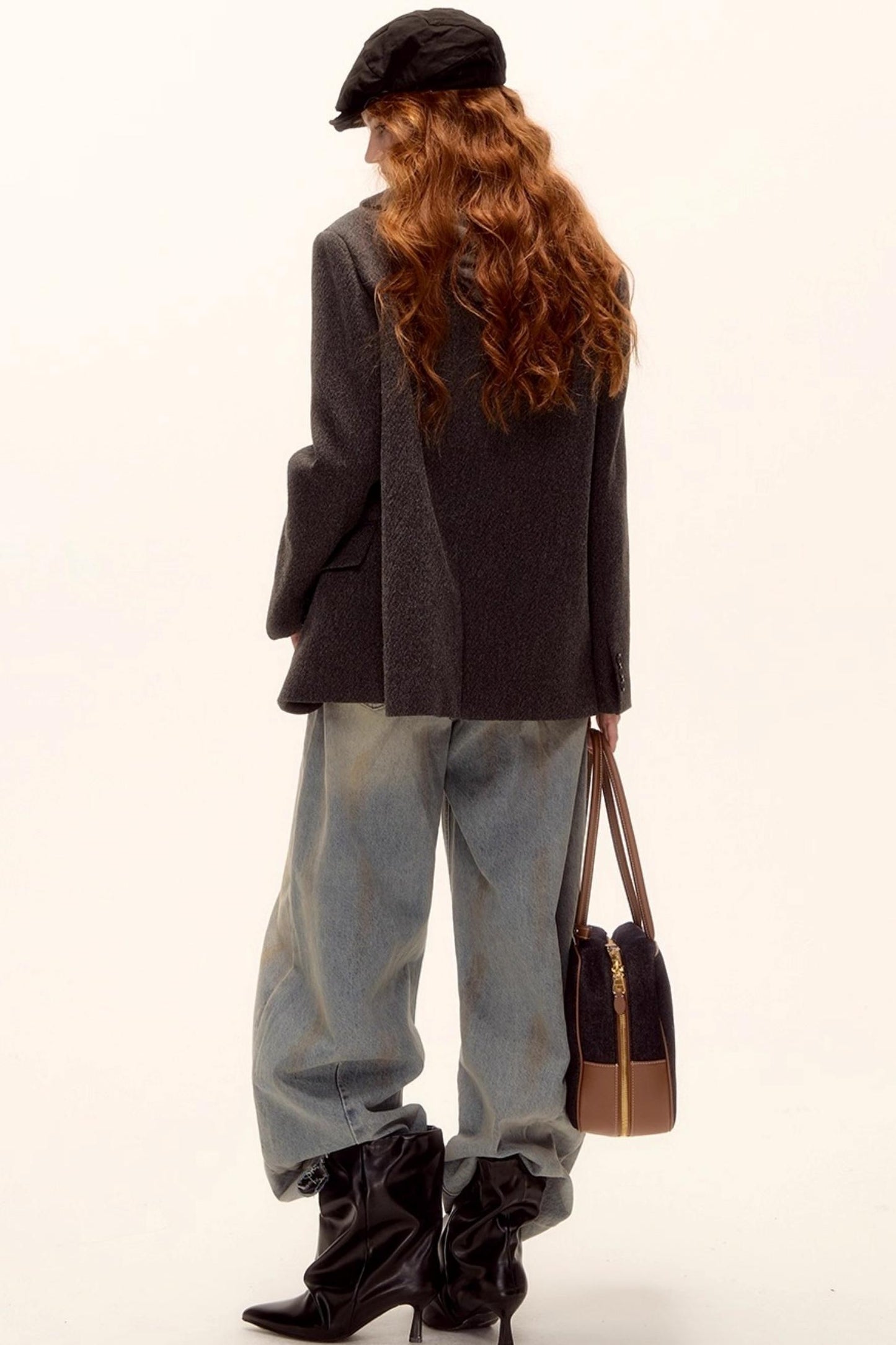 Gray Wool Hooded Blazer Jacket