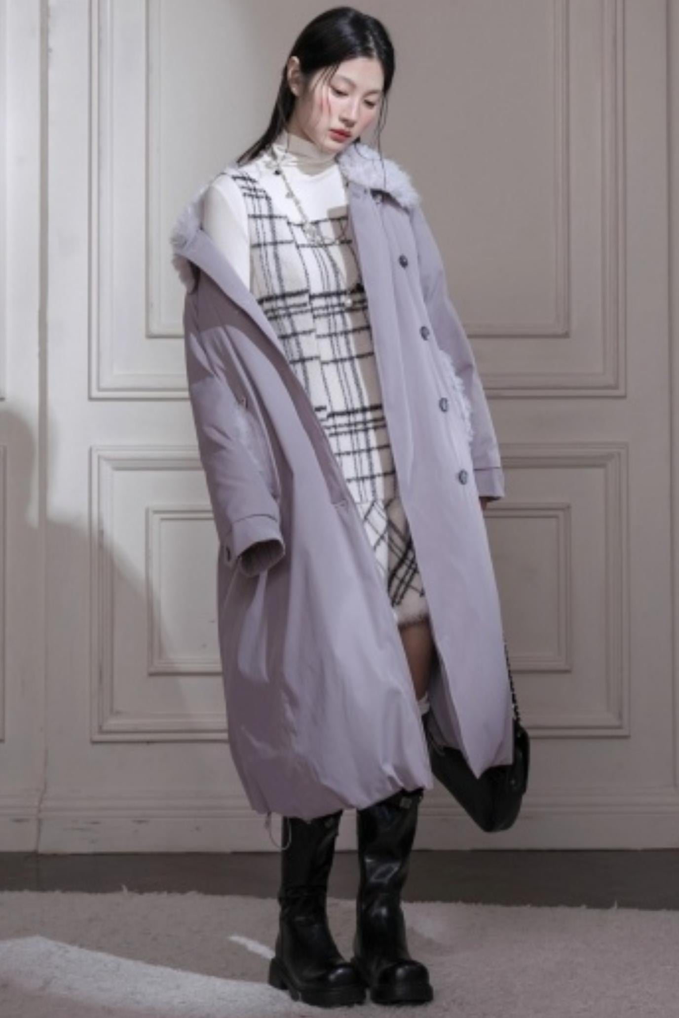 Checkered Wool Plaid Dress Set-Up