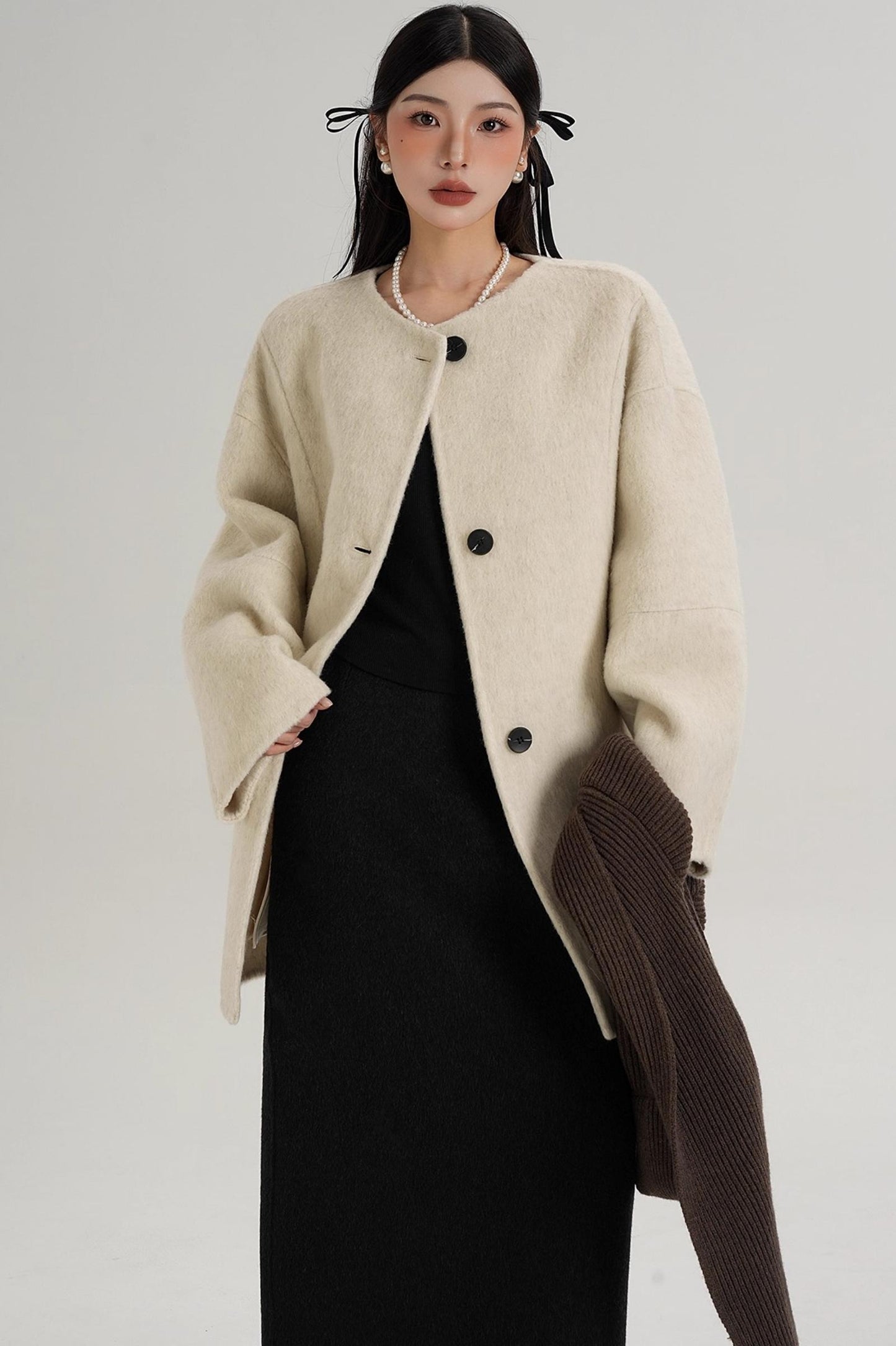 Elegant Chestnut Wool Coat