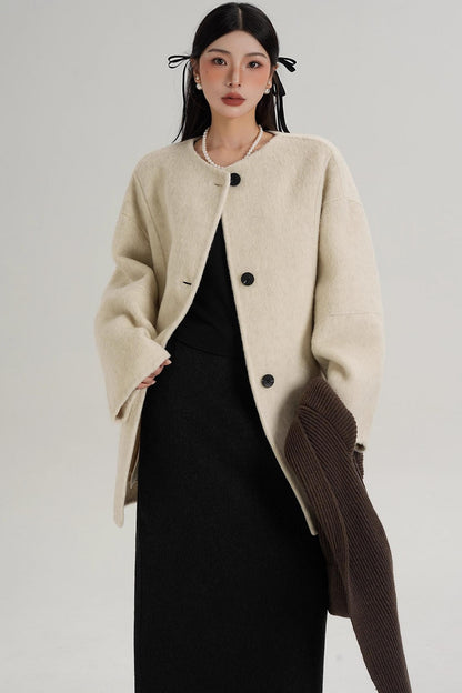 Elegant Chestnut Wool Coat
