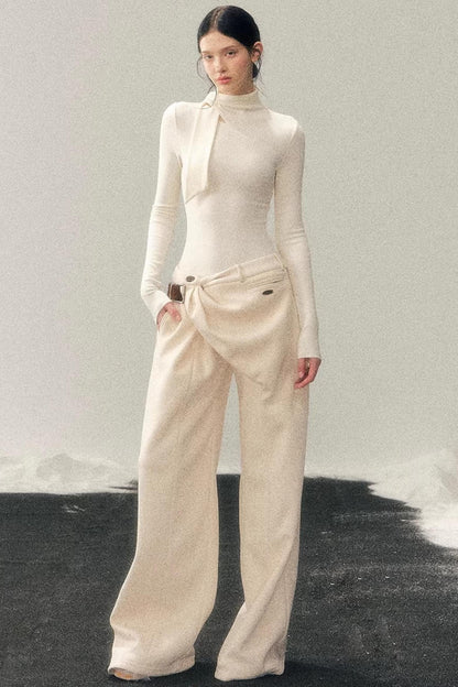 Fleece-Lined Wide-Leg Pants