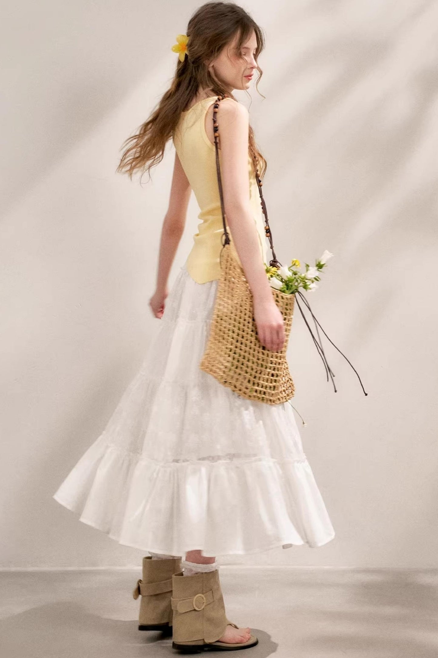 Pure White Lace Halter Skirt