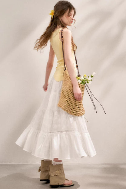 Pure White Lace Halter Skirt