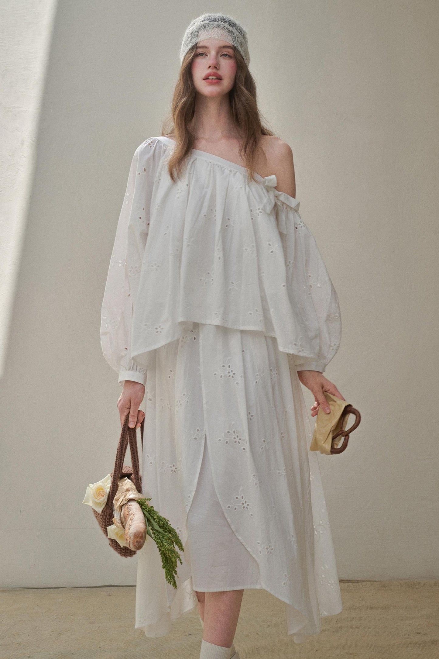 Embroidered Flower Elegant Skirt Set-Up