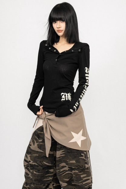 Vintage Spice V-Neck Hooded Top