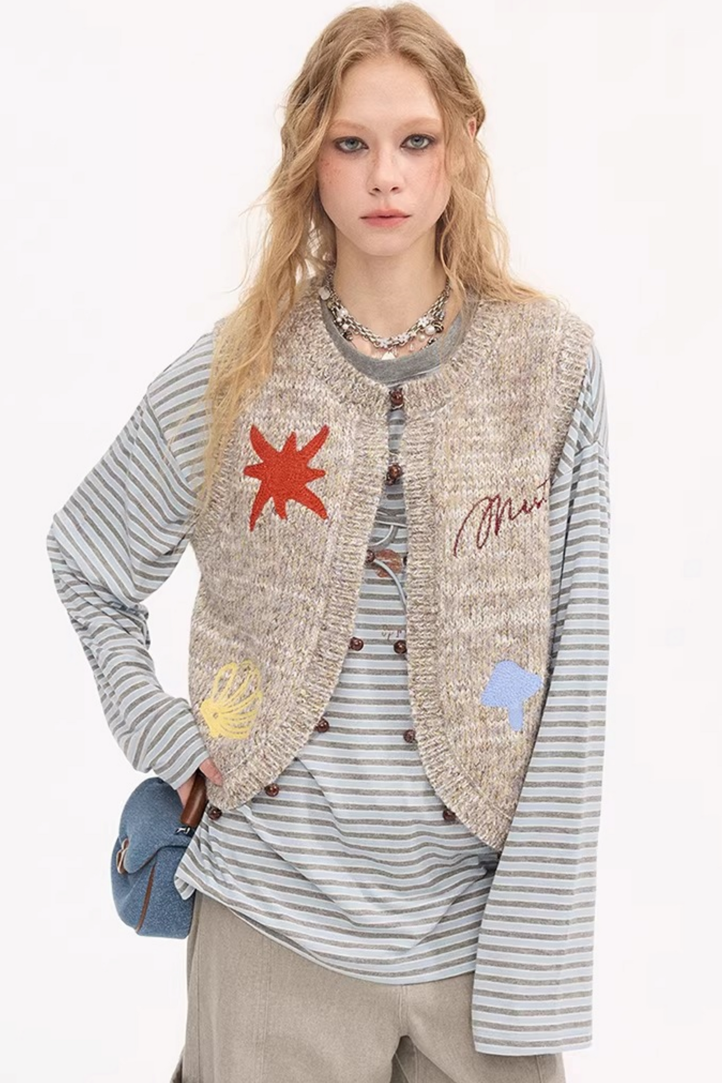 Embroidered Beaded Knitted Vest