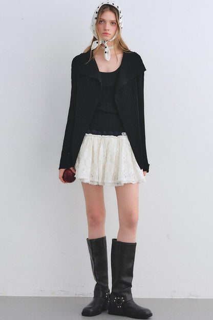 Color-Block Lace Tiered Skirt