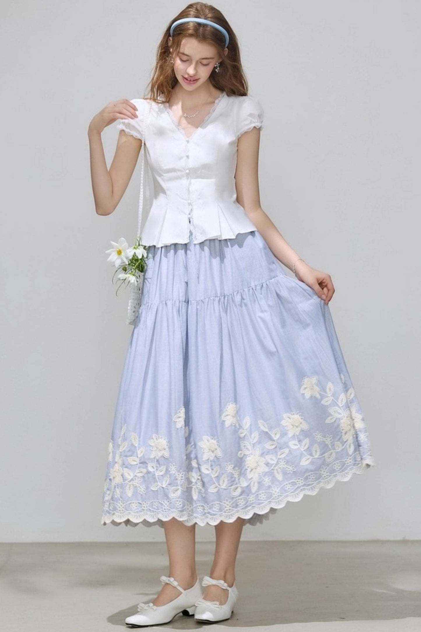 White V-Neck Slimming Shirt