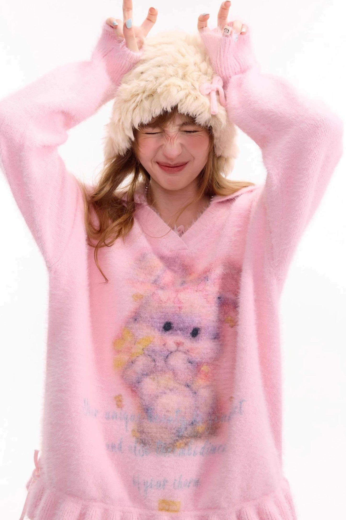 Pleated Hem Drawstring Sweater