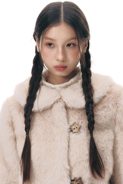 Faux Fur Doll Collar Jacket