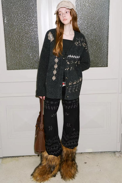 Retro Fair Isle Knitted Cardigan