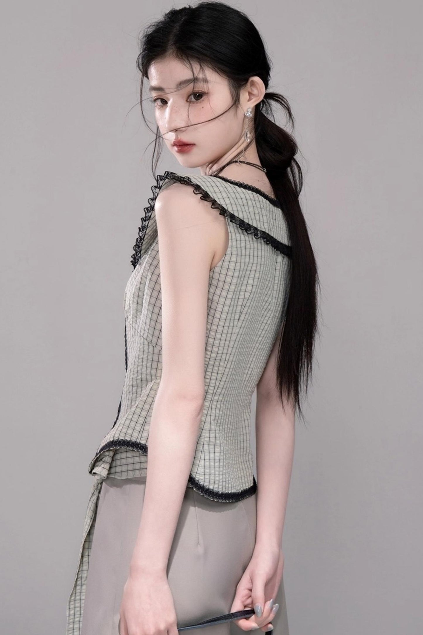 City Light Grey Slit Skirt