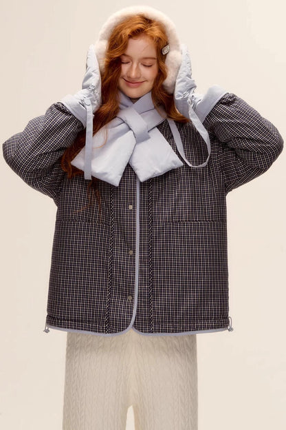 Milk Blue Plaid Cotton Jacket Set