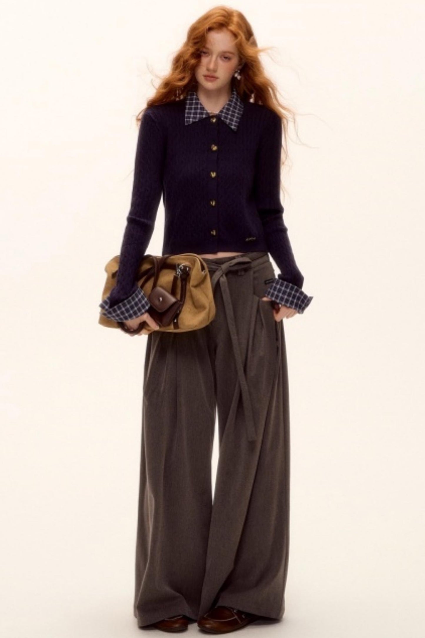 Pleated Retro Wide-Leg Pants