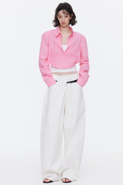 Asymmetrical Waistband Denim Pants