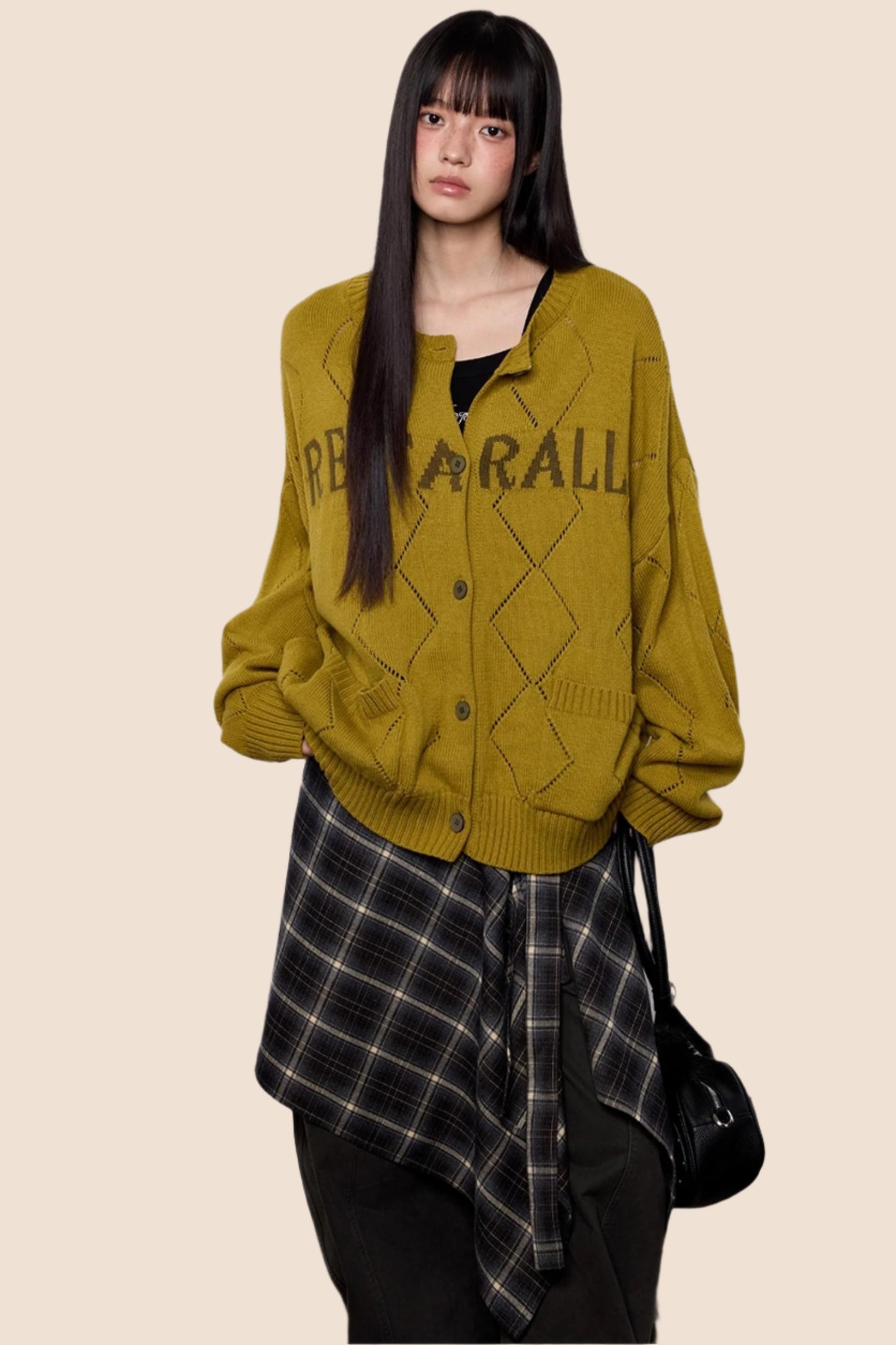 Cut-Out Monogram Casual Knit Cardigan