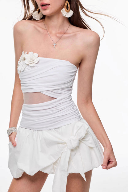 Spring White Knitted Top Skirt Set-Up